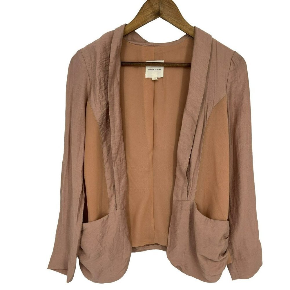 Silence & Noise Open Front Cardigan With Sheer Si… - image 1